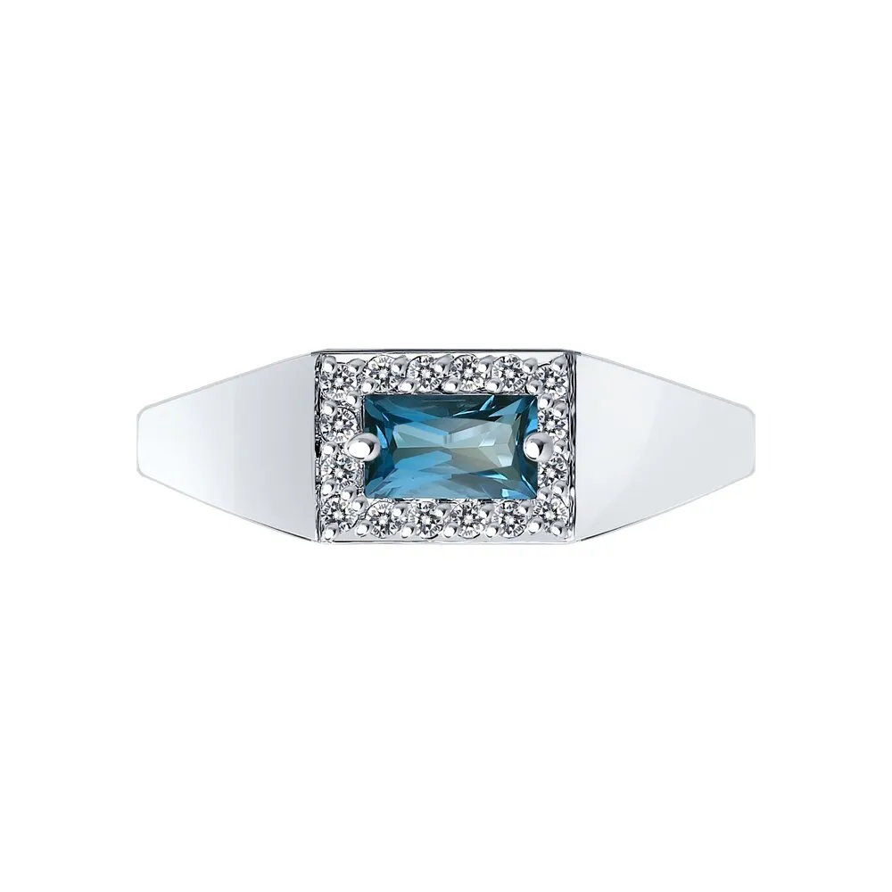 Inel din aur alb cu Cubic Zirconia Incolor, Topaz London