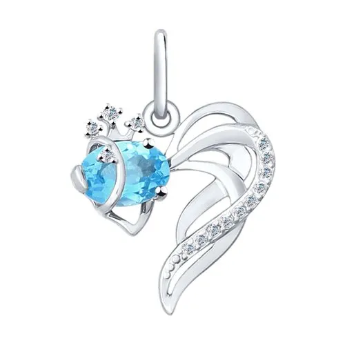 Pandantiv din aur alb cu Cubic Zirconia Incolor, Topaz Swiss