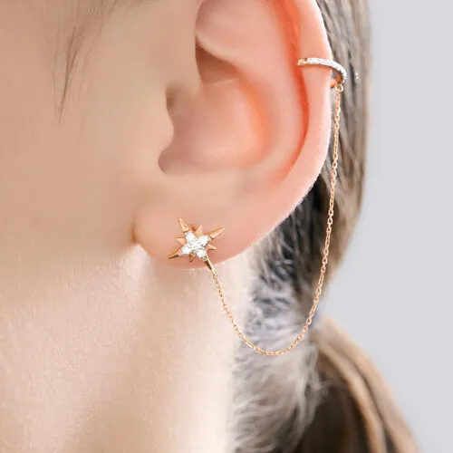 Cercel din aur roșu cu Cubic Zirconia Incolor