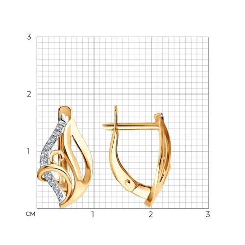 Cercei din aur roșu cu Cubic Zirconia Incolor