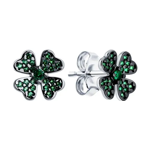Cercei Pusete din argint cu Cubic Zirconia Verde