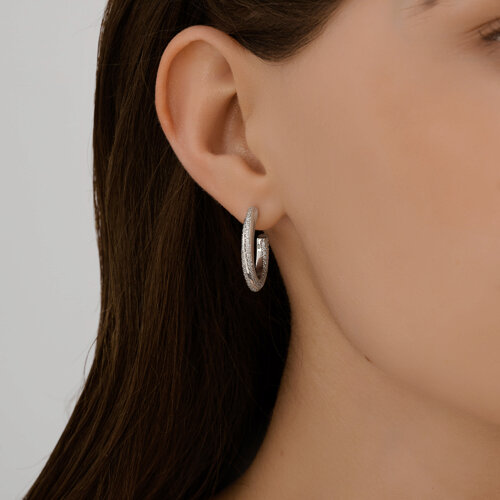 Cercei Pusete din argint  cu pietre Cubic Zirconia Incolor