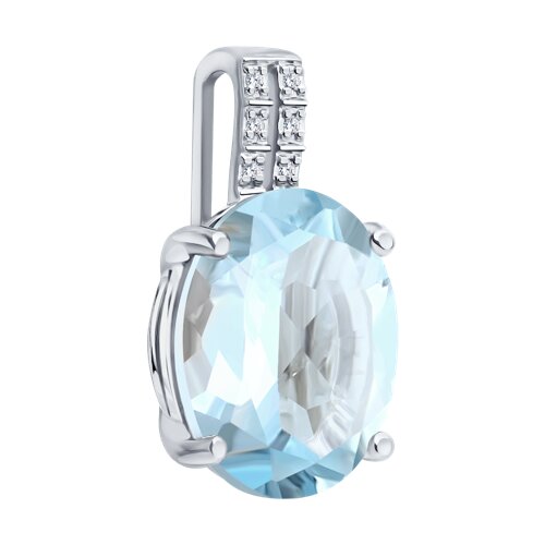 Подвеска из белого золота с камнями Бриллиант, Топаз голубой
