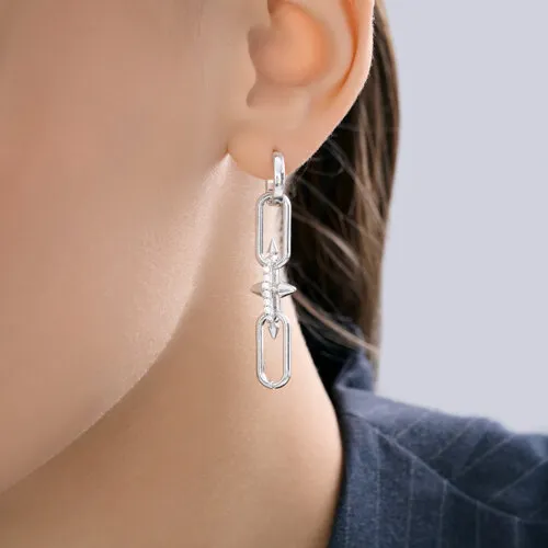 Cercei Creole din argint cu Cubic Zirconia Incolor