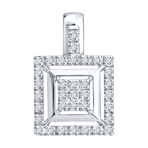 Pandantiv din aur alb cu pietre Diamant