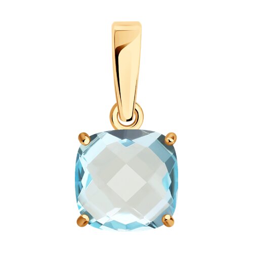 Подвеска из красного золота с камнями Топаз голубой