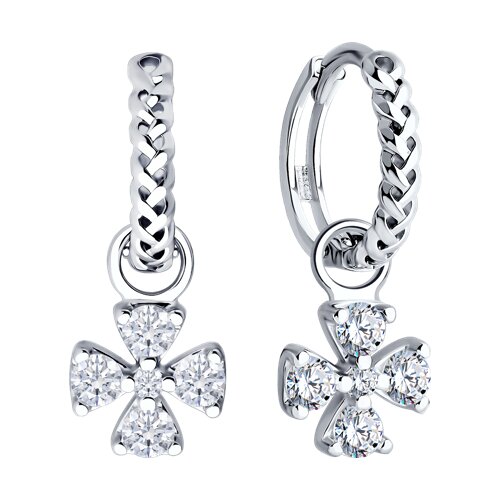 Cercei Creole din argint  cu pietre Cubic Zirconia Incolor