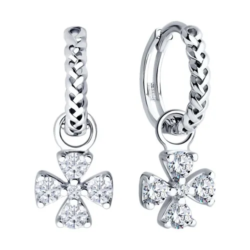 Cercei Creole din argint cu Cubic Zirconia Incolor
