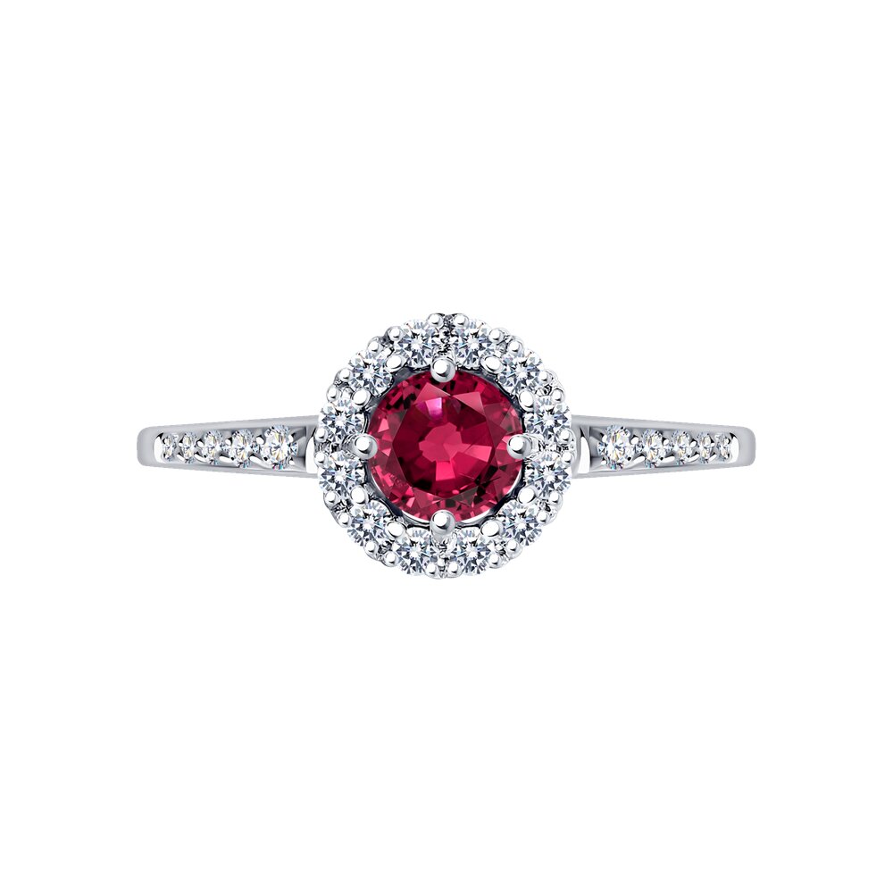 Inel din aur alb cu pietre Diamant, Rubin