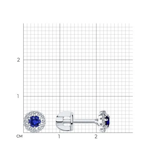 Cercei Pusete din aur alb cu Diamant, Safir