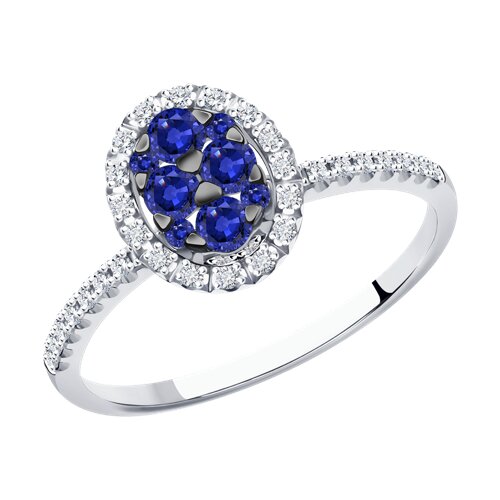 Inel din aur alb cu pietre Diamant, Safir