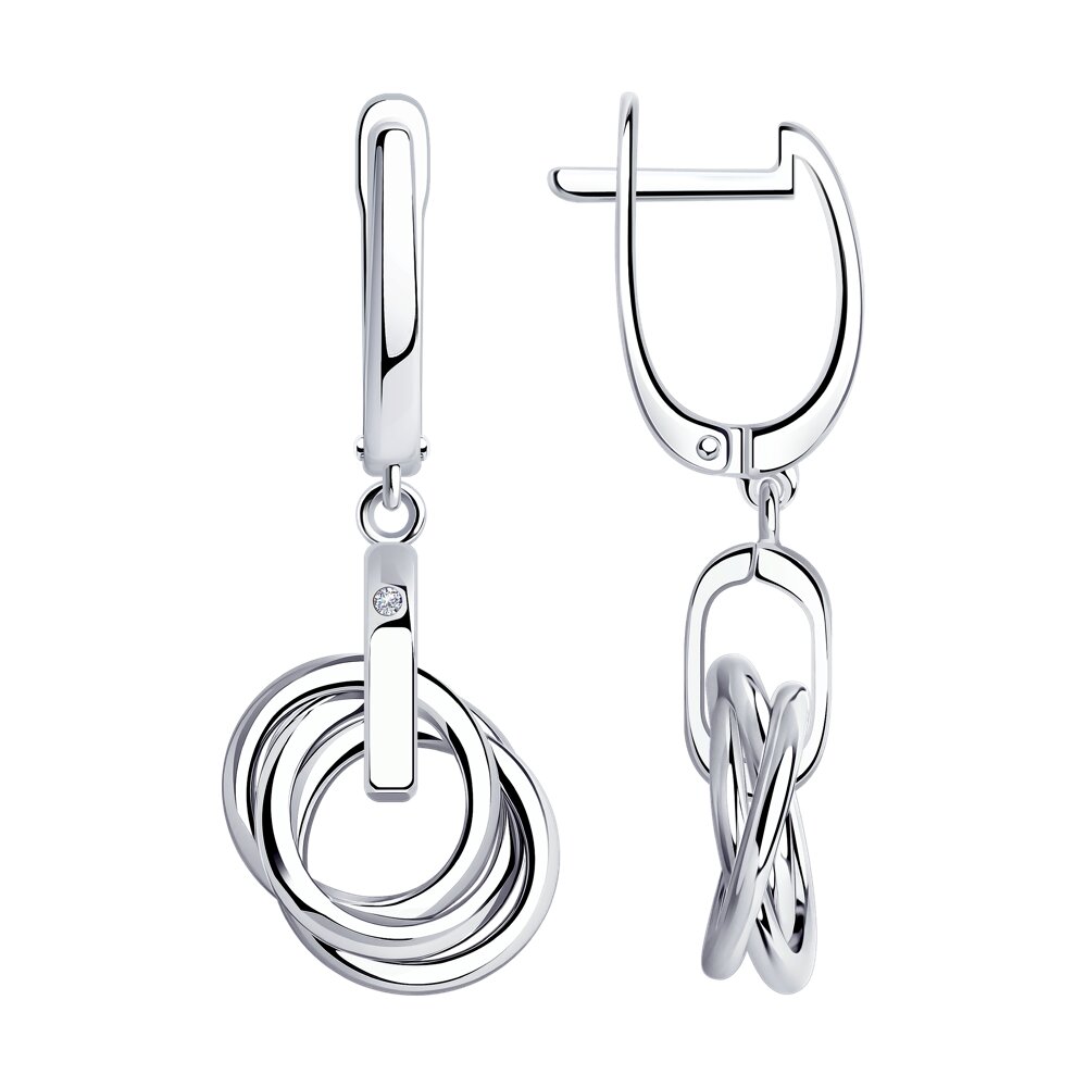 Cercei Suspendați din argint  cu pietre Diamant