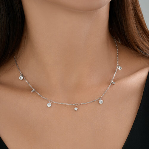 Colier din argint  cu pietre Cubic Zirconia Incolor