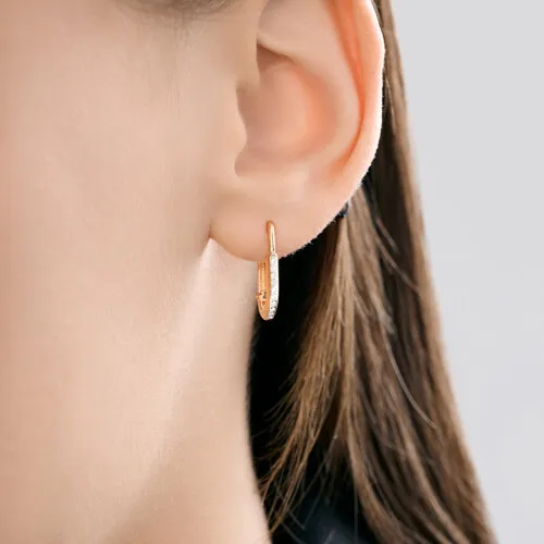 Cercei Creole din aur roșu cu Cubic Zirconia Incolor
