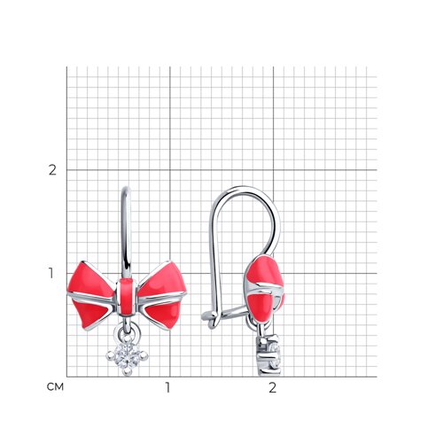 Cercei p-u copii din argint  cu pietre Cubic Zirconia Incolor, Emailare
