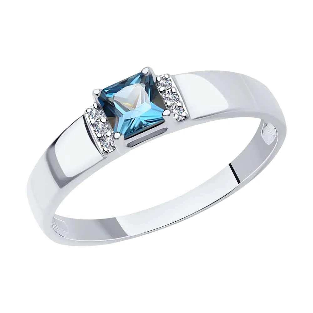 Inel din aur alb cu Cubic Zirconia Incolor, Topaz London