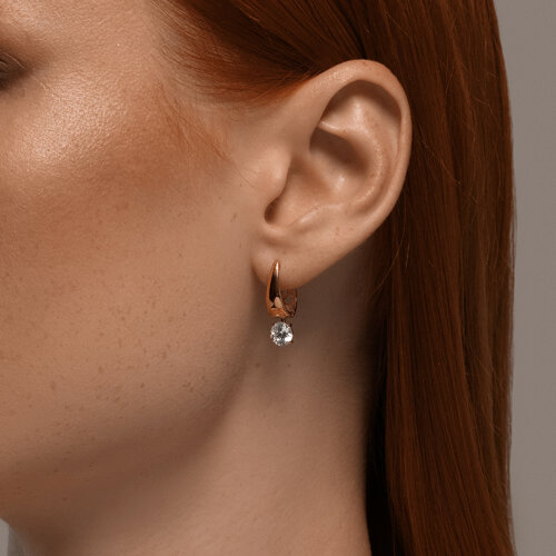 Серьги Длинные из красного золота с камнями Фианит