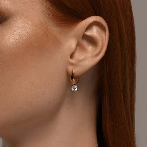Cercei Creole din aur roșu cu Cubic Zirconia Incolor