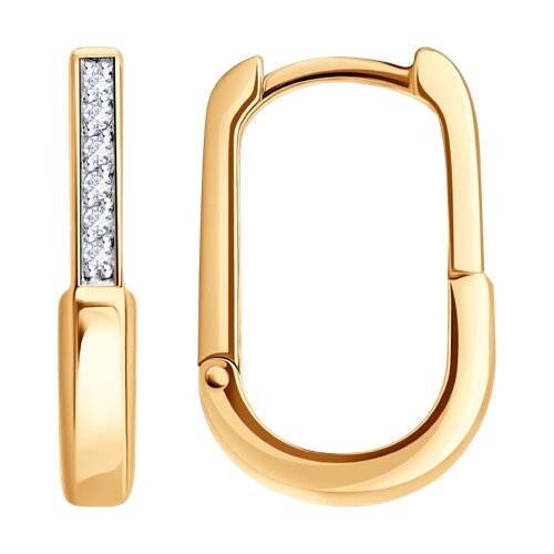 Серьги Конго из красного золота с камнями Фианит