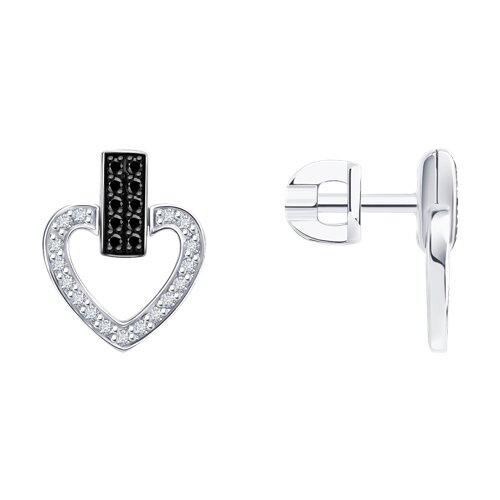 Cercei Pusete din aur alb cu pietre Diamant, Diamant negru