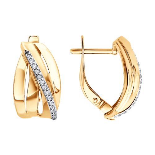 Cercei din aur roșu cu pietre Cubic Zirconia Incolor