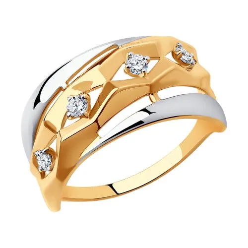 Inel din aur roșu cu Cubic Zirconia Incolor