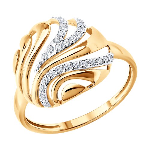 Кольцо из красного золота с камнями Фианит