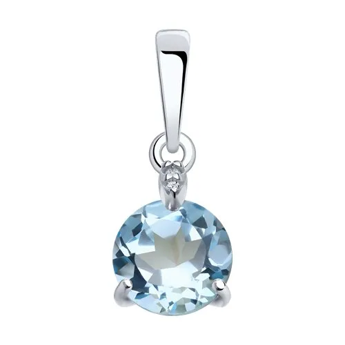 Pandantiv din argint cu Cubic Zirconia Incolor, Topaz albastru