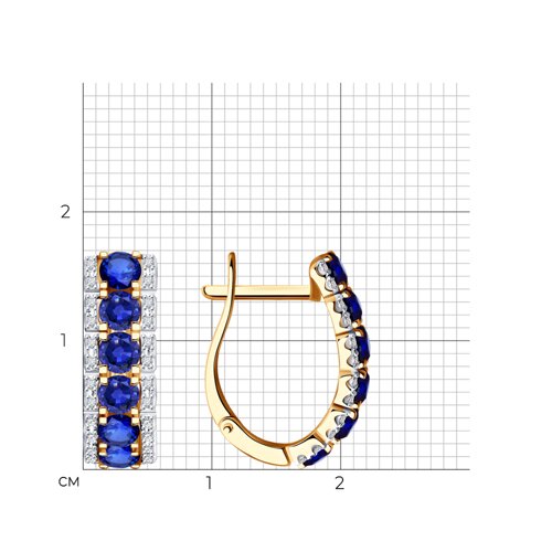 Cercei din aur roșu cu pietre Diamant, Safir