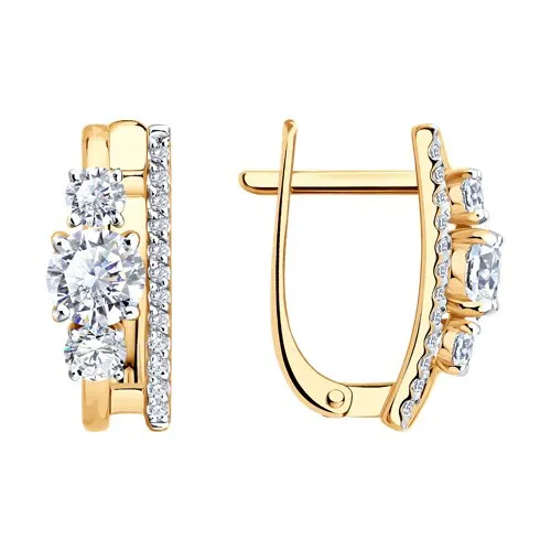 Cercei din aur roșu cu Cubic Zirconia Incolor