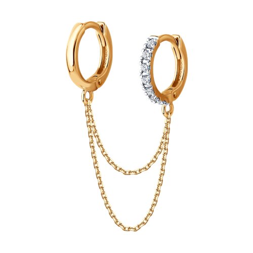 Cercel din aur roșu cu pietre Cubic Zirconia Incolor