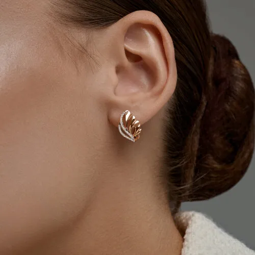 Cercei din aur roșu cu Cubic Zirconia Incolor