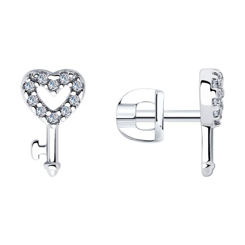 Cercei Pusete din argint  cu pietre Cubic Zirconia Incolor