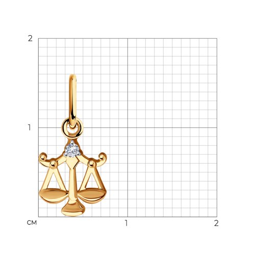 Pandantiv din aur roșu cu pietre Cubic Zirconia Incolor