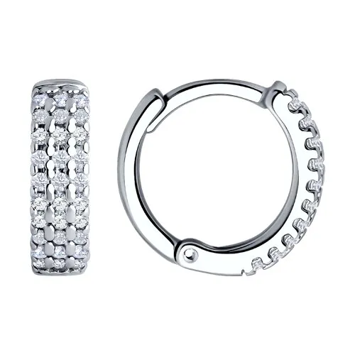 Cercei Creole din argint cu Cubic Zirconia Incolor