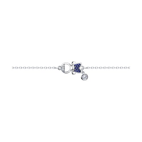 Brățară din argint  cu pietre Cubic Zirconia Incolor, Cubic Zirconia Albastru Safir