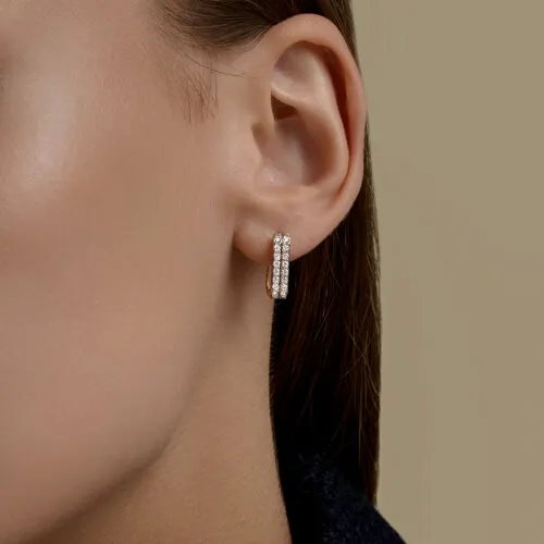 Cercei Creole din aur roșu cu Cubic Zirconia Incolor