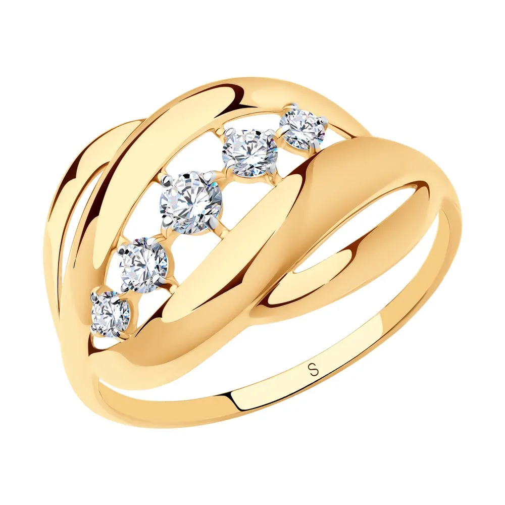 Inel din aur roșu cu Cubic Zirconia Incolor