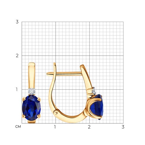 Cercei din aur roșu cu pietre Diamant, Safir