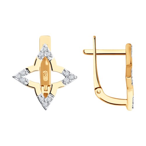 Cercei din aur roșu cu pietre Cubic Zirconia Incolor