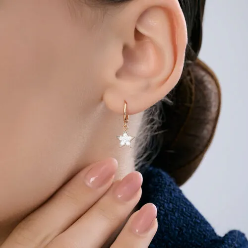 Cercei Creole din aur roșu cu Cubic Zirconia Incolor