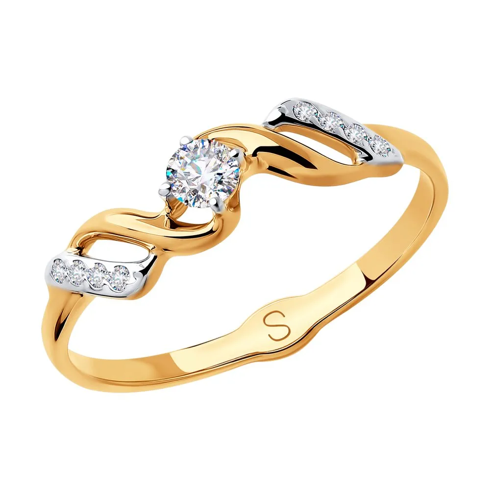 Inel din aur roșu cu Cubic Zirconia Incolor
