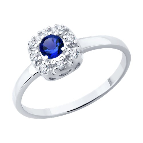 Inel din argint  cu pietre Cubic Zirconia Incolor, Safir