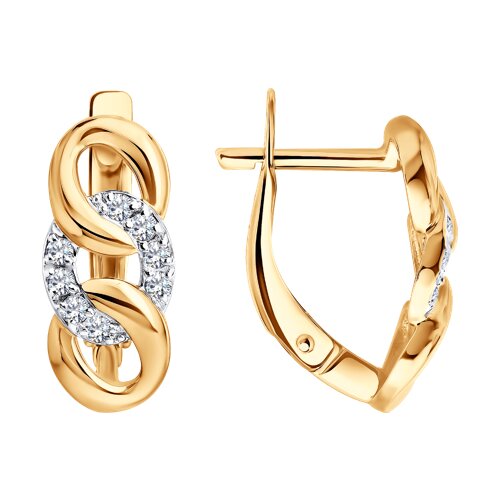 Серьги из красного золота с камнями Фианит