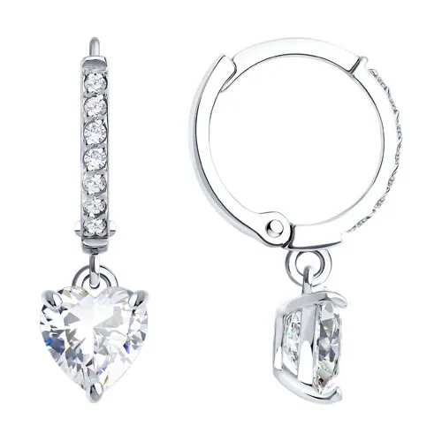 Cercei Creole din aur alb cu Cubic Zirconia Incolor