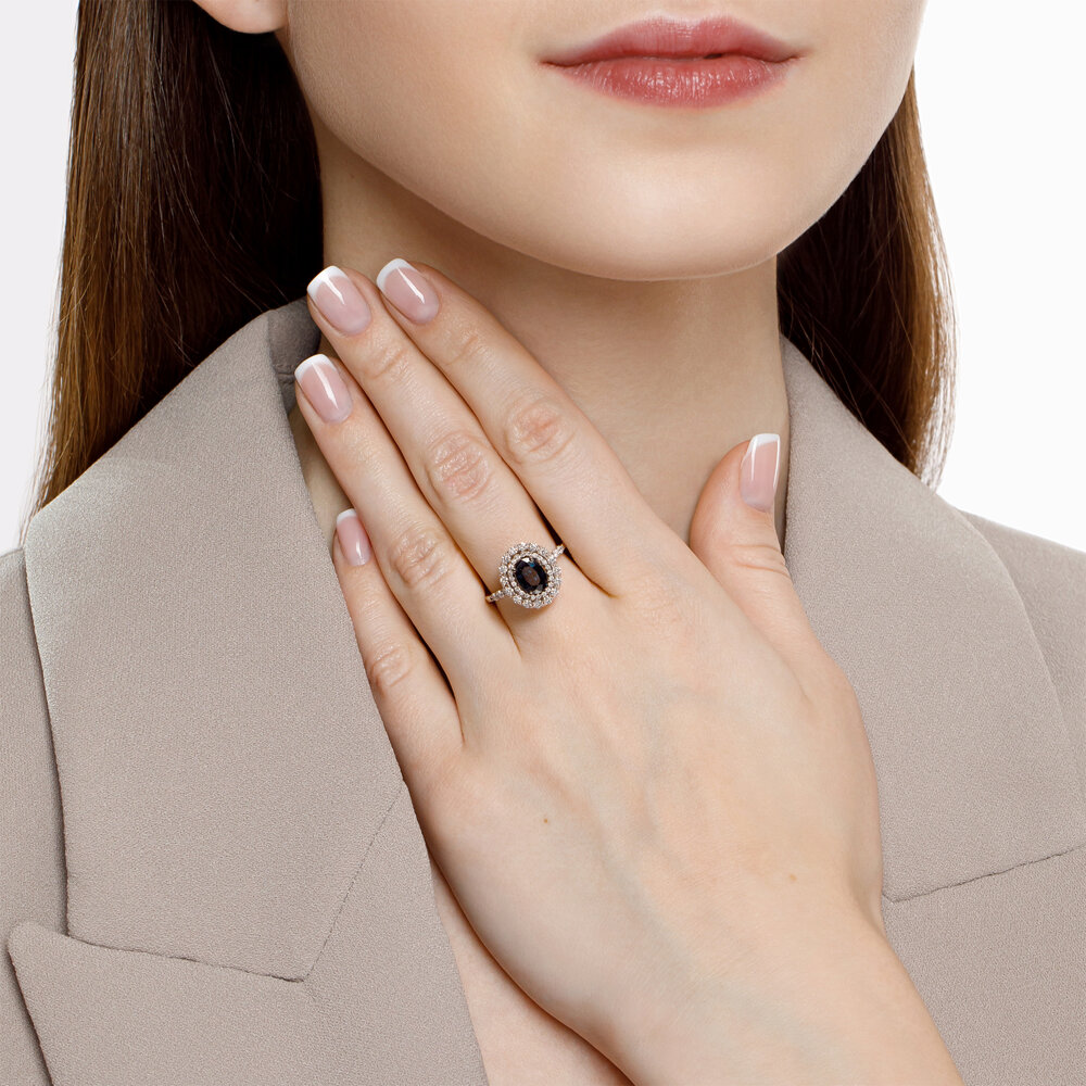 Inel din aur alb cu pietre Diamant, Safir