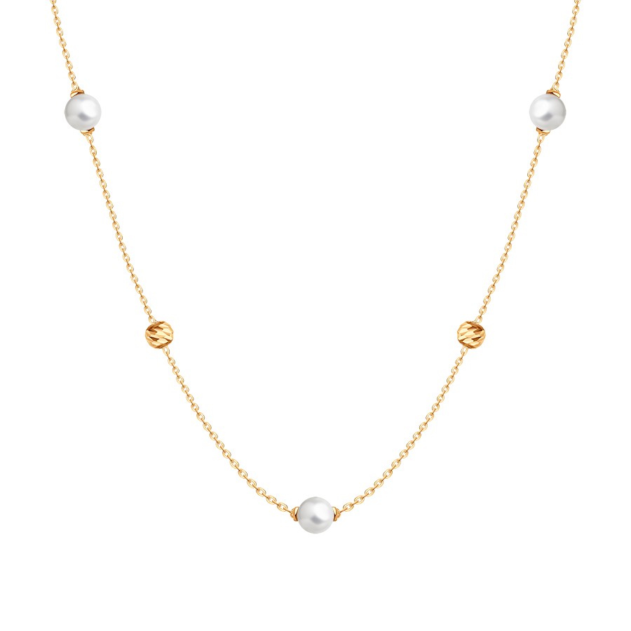 Colier din aur roșu cu Perla Albă
