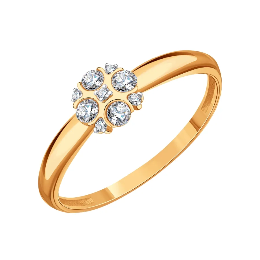 Inel din aur roșu cu Cubic Zirconia Incolor