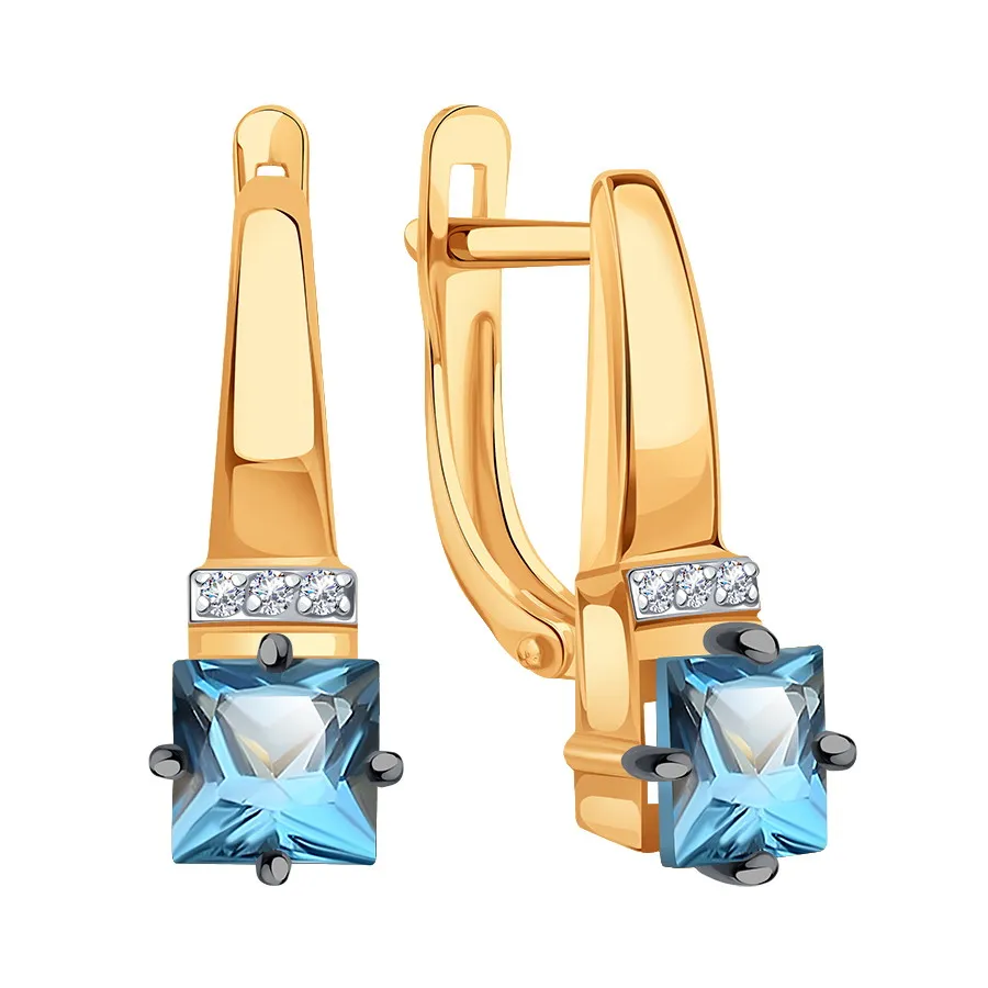 Cercei din aur roșu cu Cubic Zirconia Incolor, Topaz London