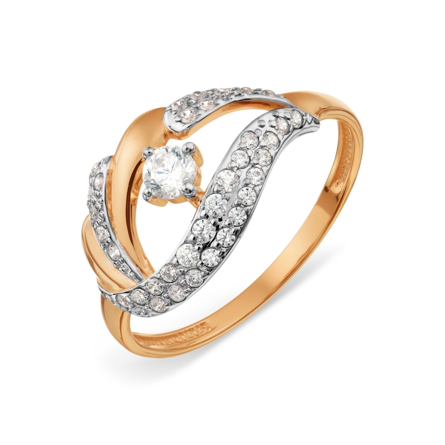 Inel din aur roșu cu pietre Cubic Zirconia Incolor